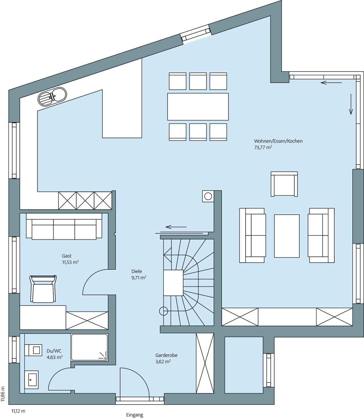 Grundriss von Haus Palatina: Erdgeschoss