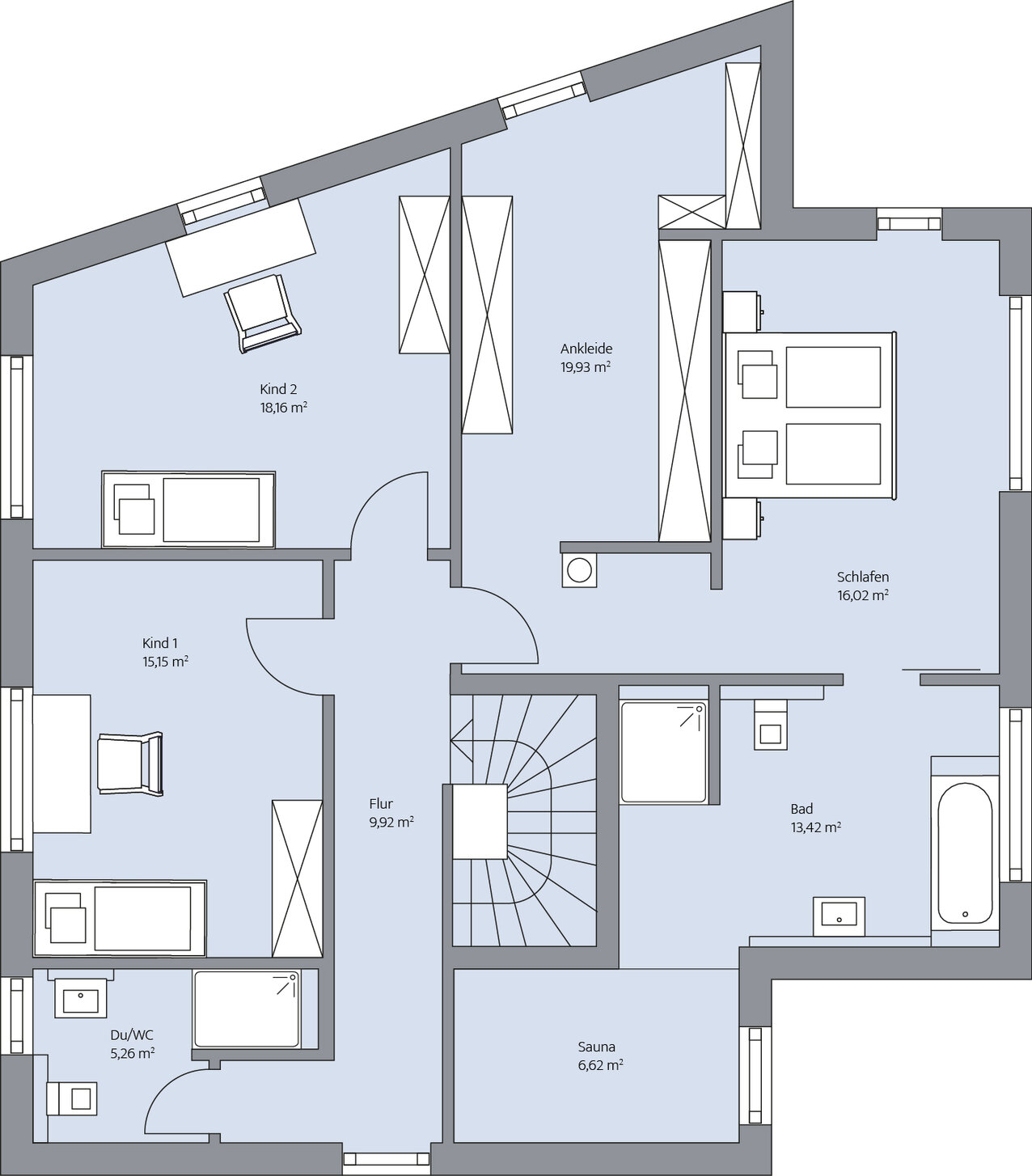 Grundriss von Haus Palatina: Obergeschoss